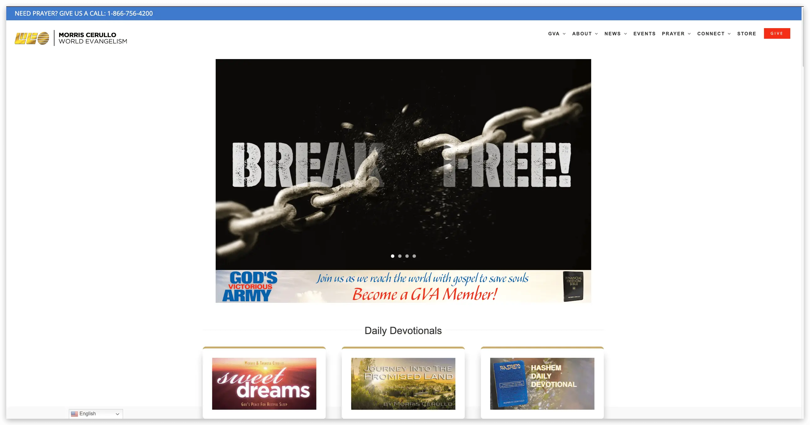 Picture of the Morris Cerullo website